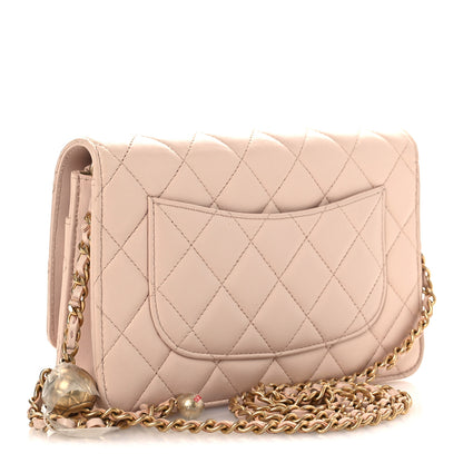 Chanel Lambskin Quilted CC Pearl Crush Wallet on Chain WOC Light Pink 3 of 15