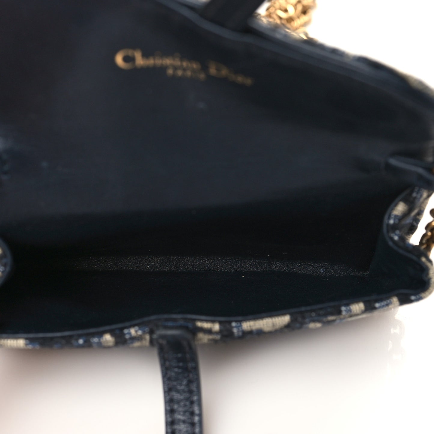 Oblique Nano Saddle Chain Pouch Blue