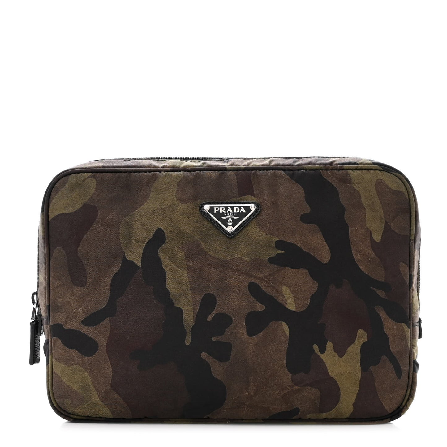 Nylon Camouflage Print Clutch Khaki