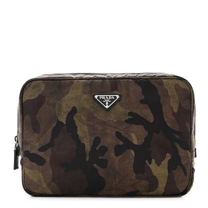 Prada Nylon Camouflage Print Clutch Khaki 1 of 11