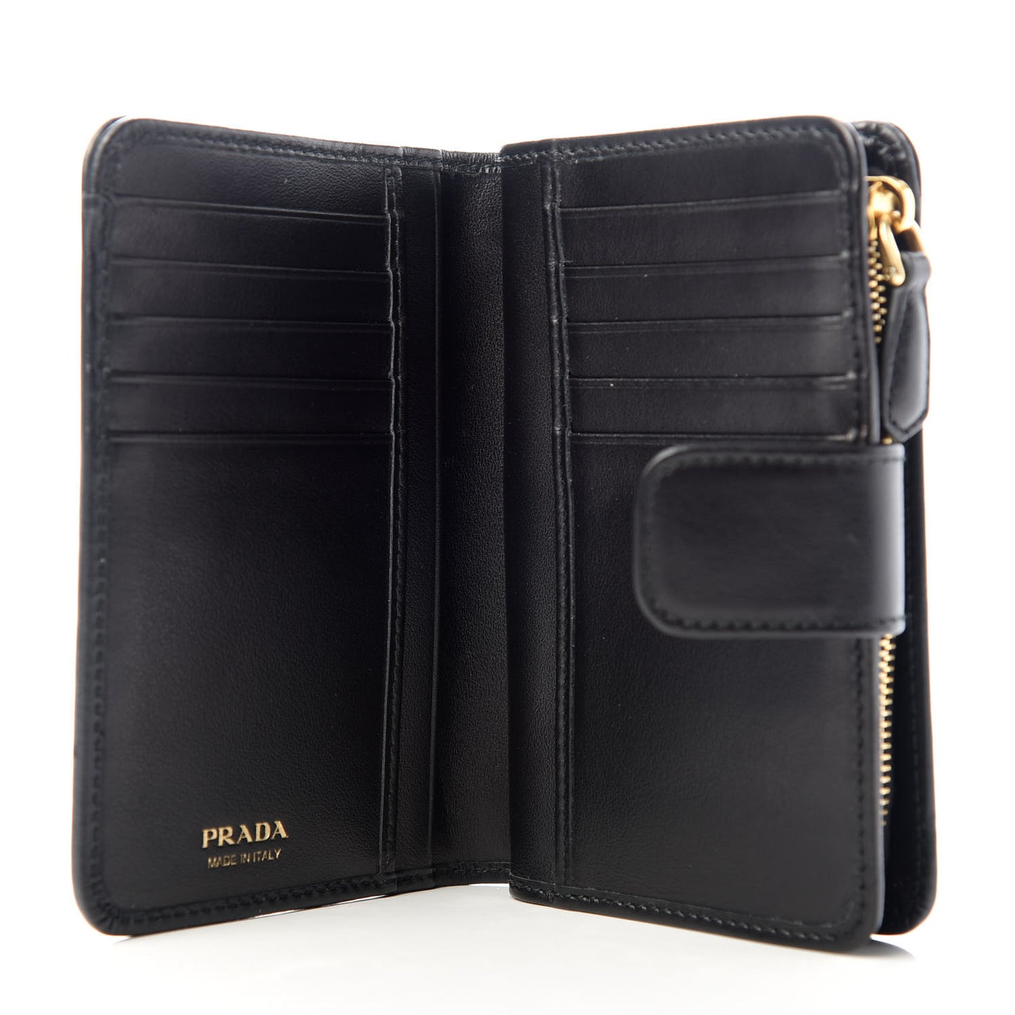 Soft Calfskin Studded Compact Wallet Black