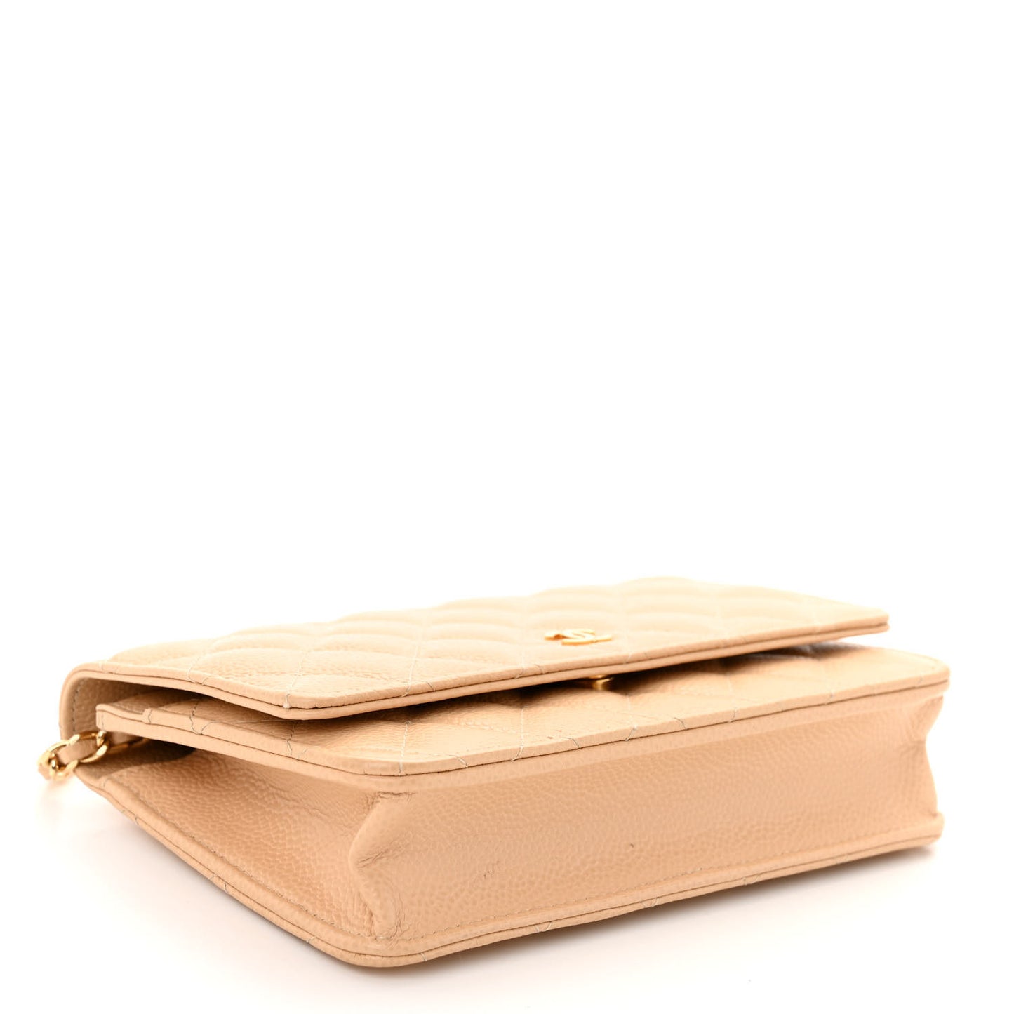 Caviar Quilted Wallet On Chain WOC Beige
