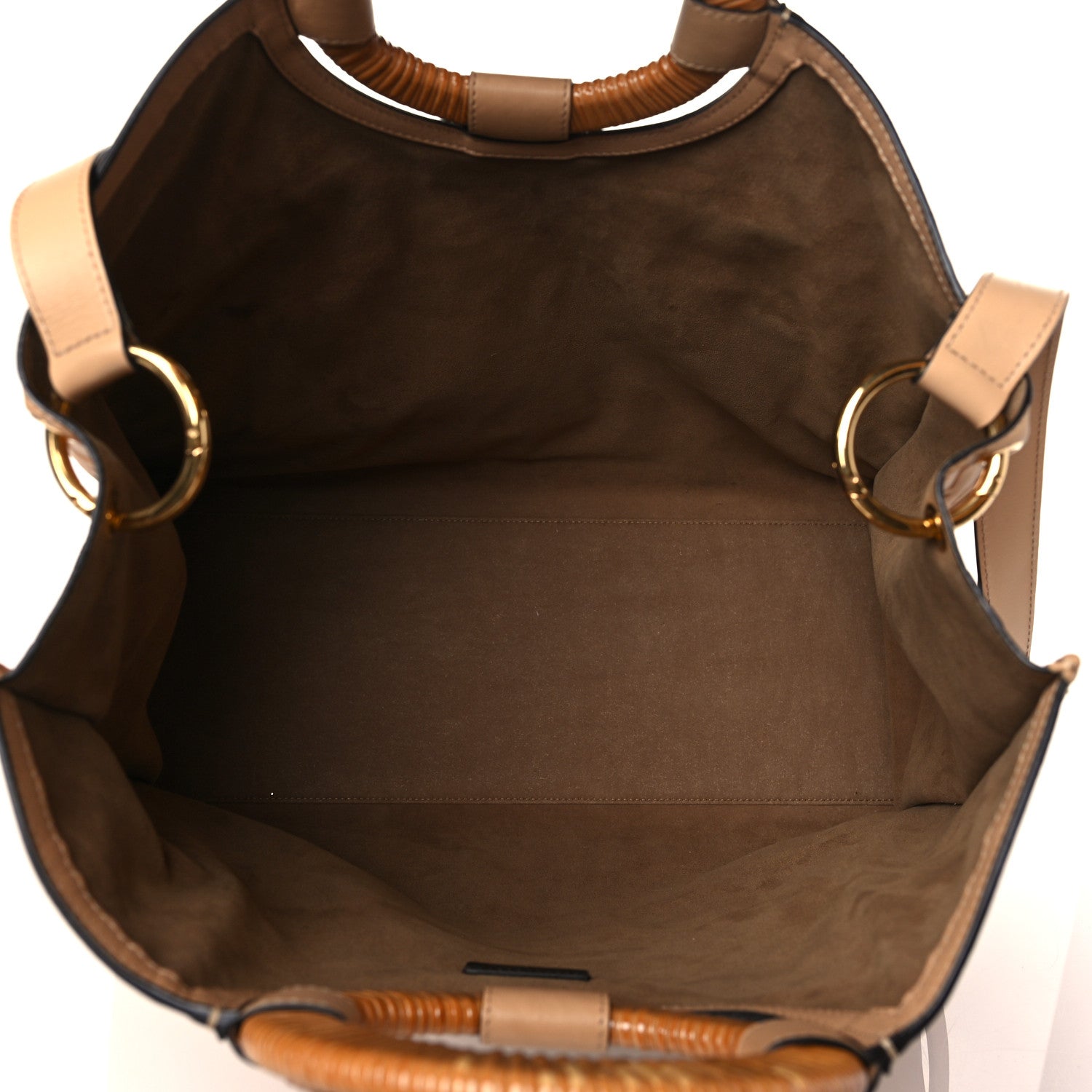 Fendi Vitello Cristallo Nature Wicker FF 1974 Embossed Large Runaway Shopper Tote Makeup 5 of 10