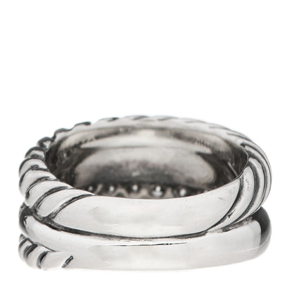 David Yurman Sterling Silver Diamond Thoroughbred Cable Wrap Ring 52 6 3 of 4