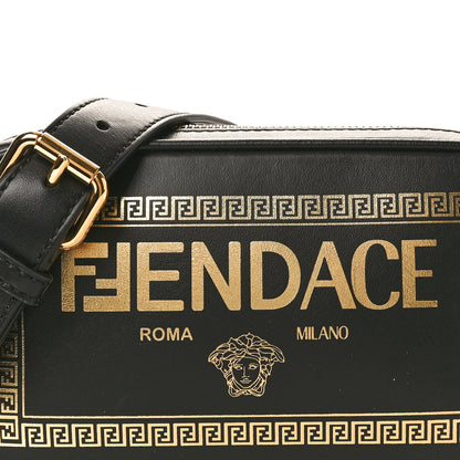 Fendi X VERSACE Vitello Cover Fendace Medusa Small Camera Case Black Gold 7 of 9