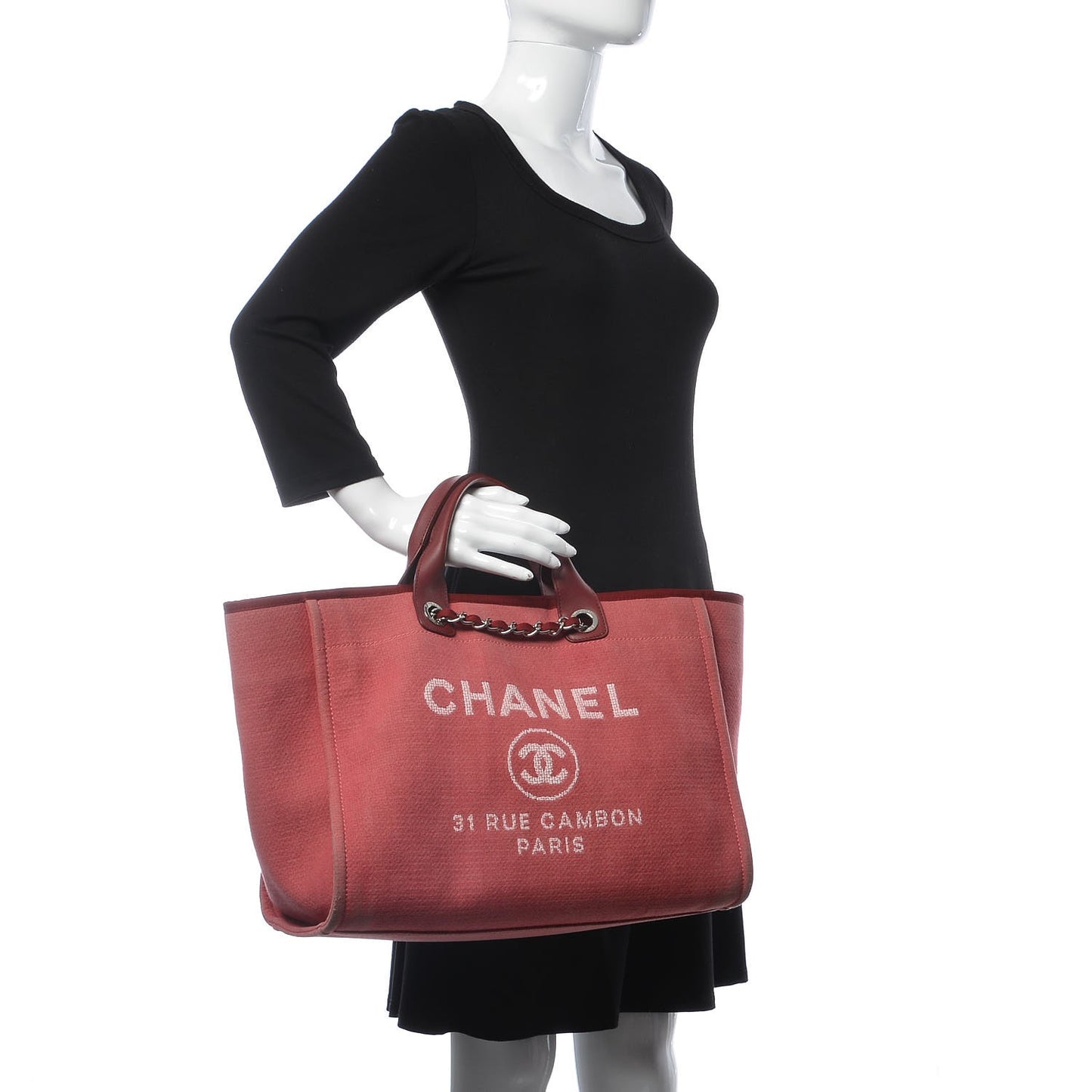 Canvas Large Deauville Tote Red