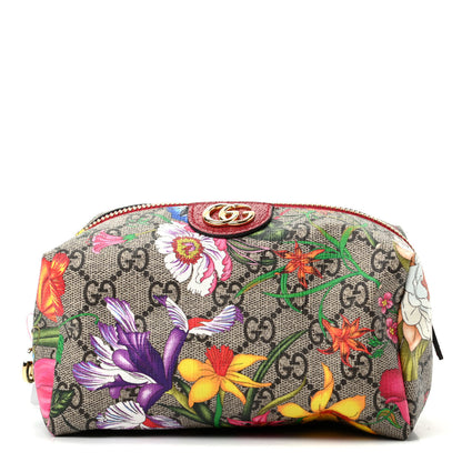 Gucci Soft GG Supreme Monogram Flora Calfskin Medium Ophidia Cosmetic Case Beige Ebony Multicolor Rosso 1 of 7