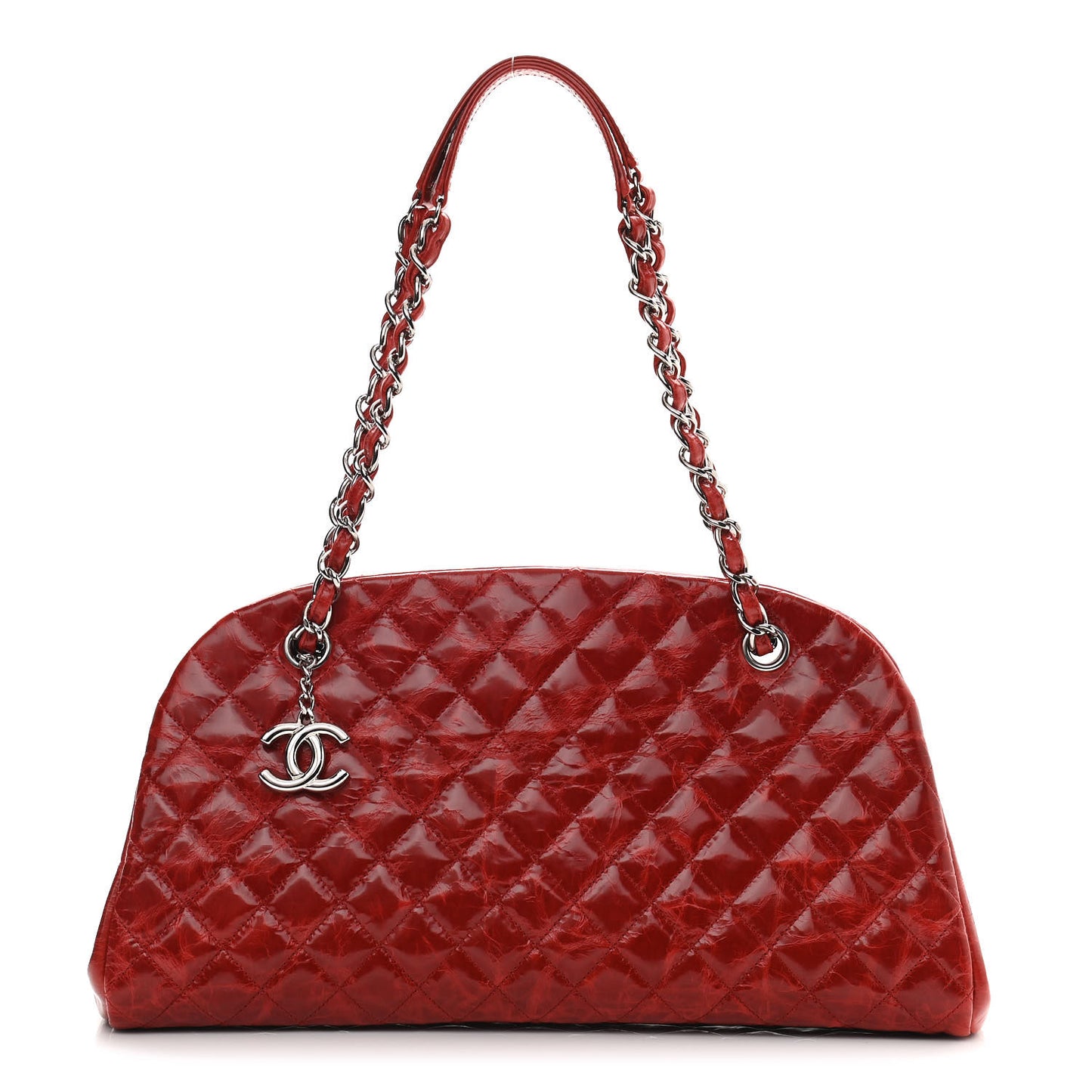 Glazed Calfskin Quilted Medium Just Mademoiselle Red