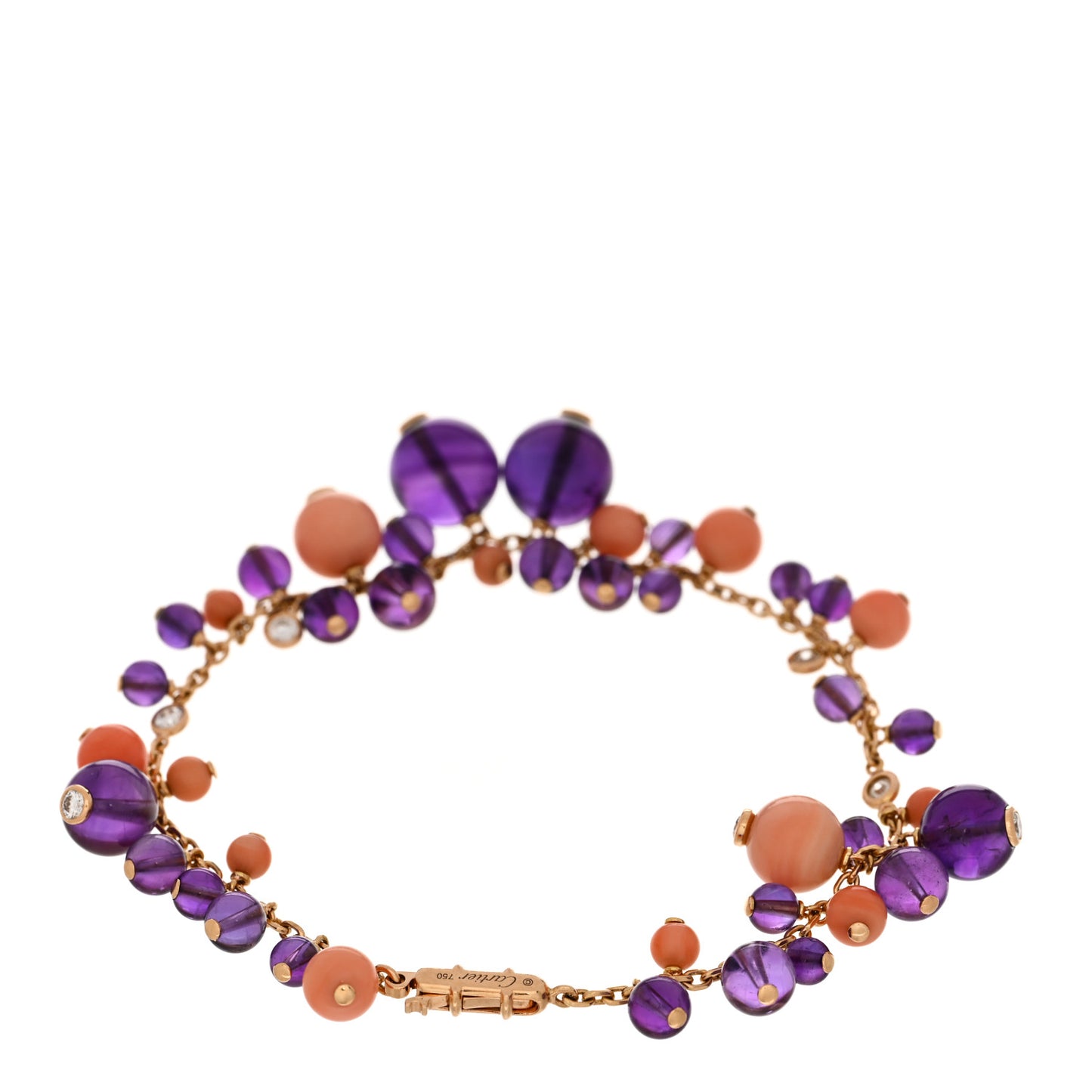 18K Rose Gold Diamond Coral Amethyst Les Delices de Goa Bracelet