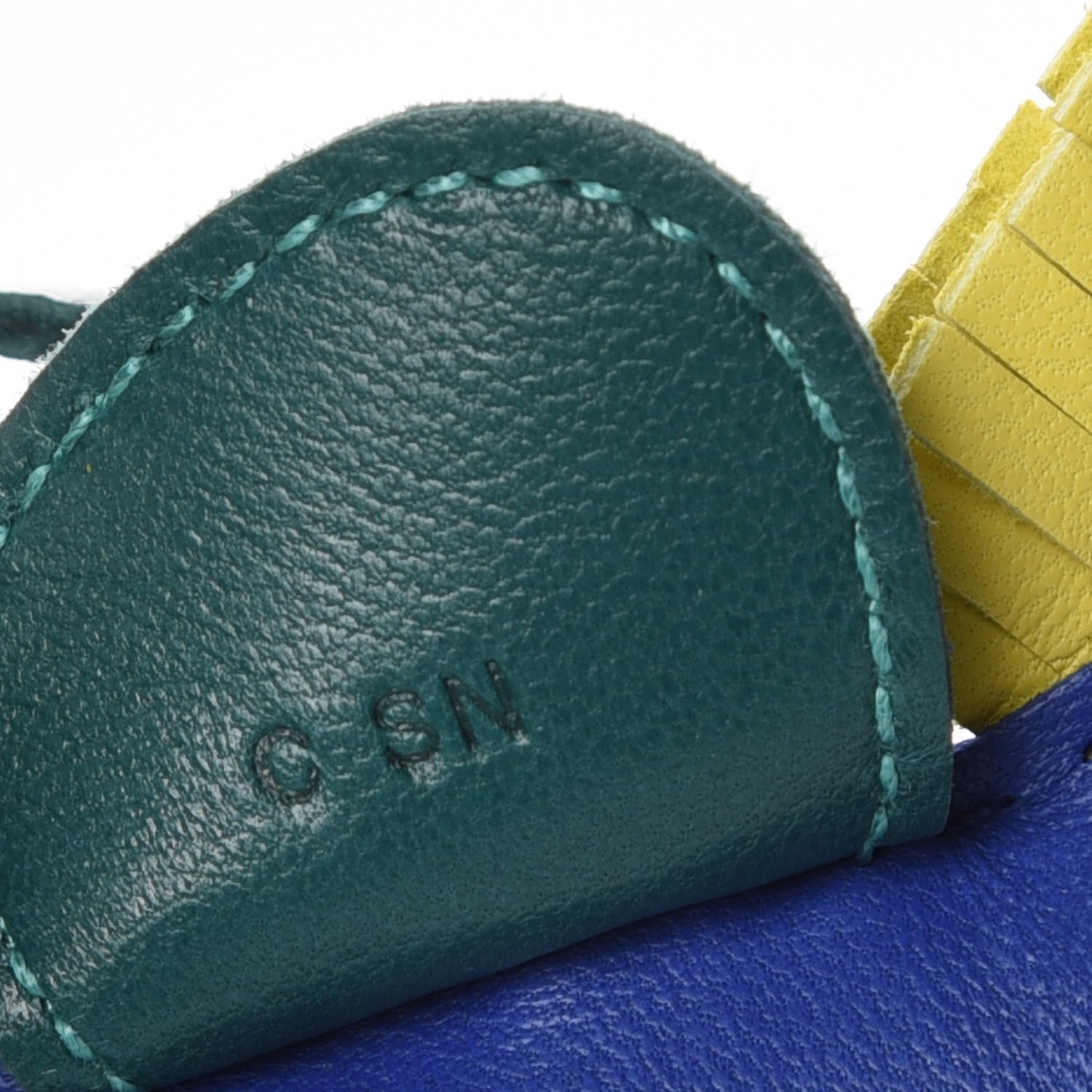 Hermes Milo Lambskin Grigri Rodeo Horse Bag Charm MM Bleu Electrique Malachite Lime 3 of 5