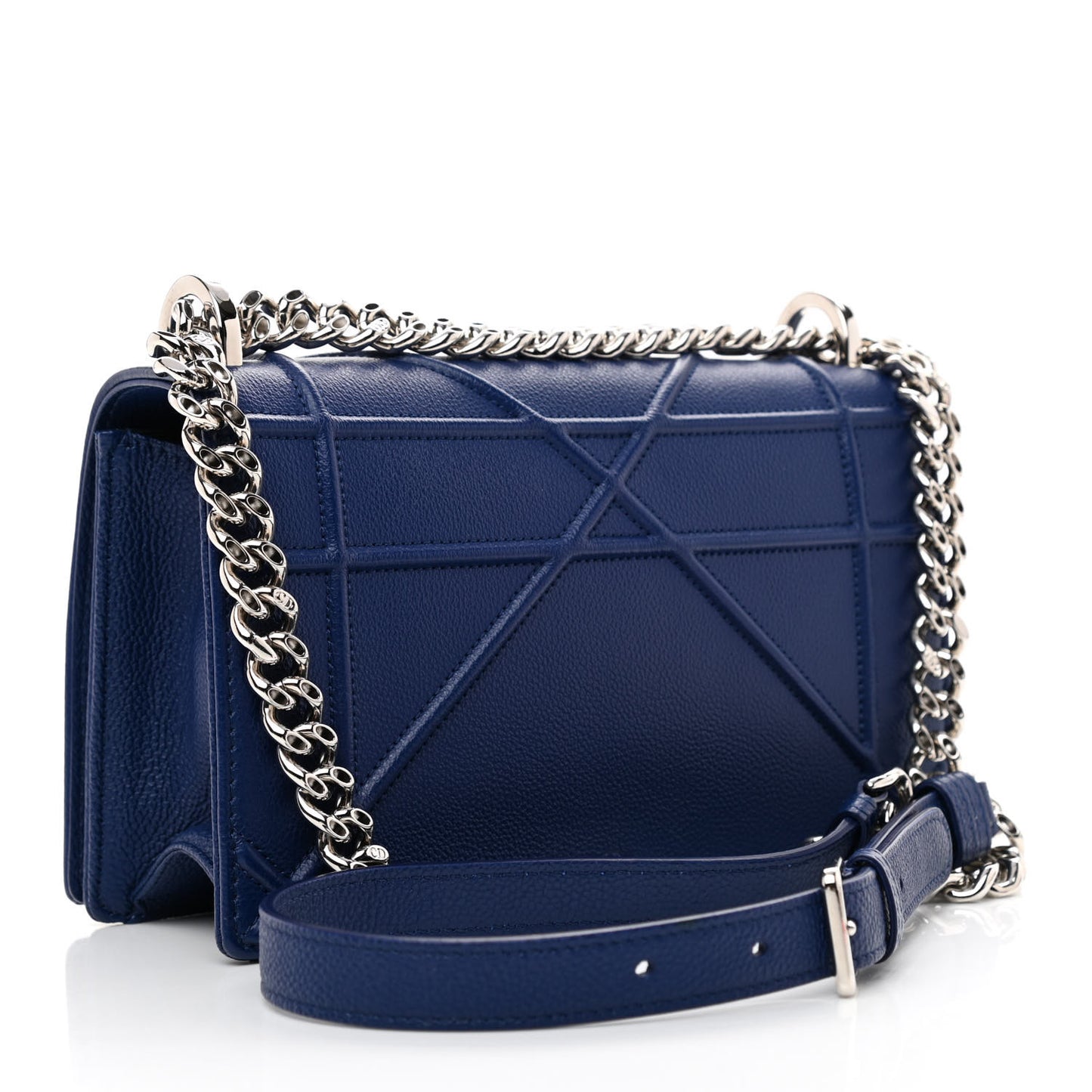 Grained Calfskin Small Diorama Flap Bag Bleu De Minuit