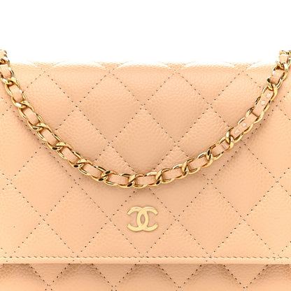 Chanel Caviar Quilted Wallet on Chain WOC Beige 9 of 11