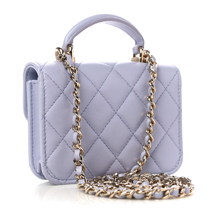 Chanel Lambskin Quilted Top Handle Flap Coin Purse With Chain Light Purple 3 of 12