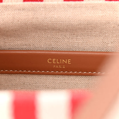 Celine Canvas Calfskin Striped Triomphe Small Cabas Thais Natural Red 6 of 9
