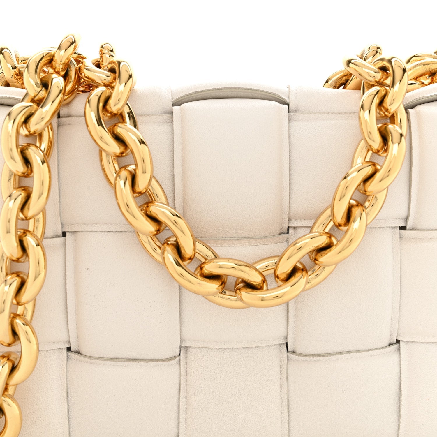 Bottega Veneta Lambskin Maxi Intreccio Padded Chain Cassette Crossbody Bag White 7 of 14