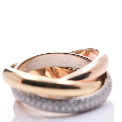 Cartier 18K White Yellow Pink Gold Diamond Classic Trinity Paved Ring 56 7.5 5 of 6