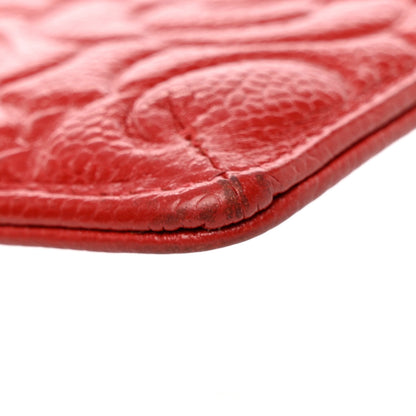 Chanel Caviar Camellia Embossed Classic Flat Wallet Pouch Red 12 of 15