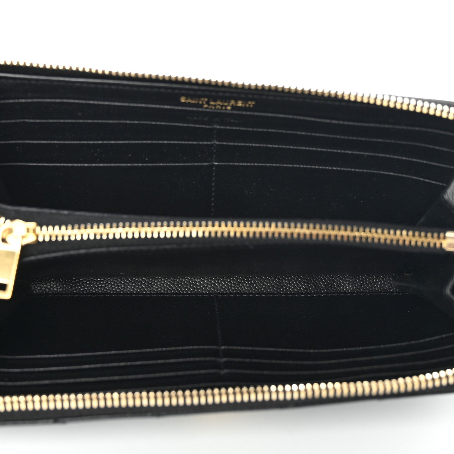 Saint Laurent Grain De Poudre Matelasse Chevron Monogram Zip Around Wallet Black 5 of 7