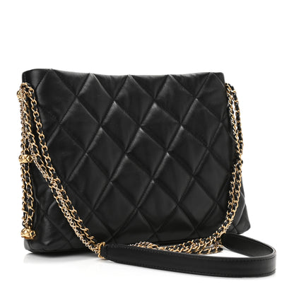 Chanel Lambskin Quilted Crush on Chains Hobo Black 3 of 8