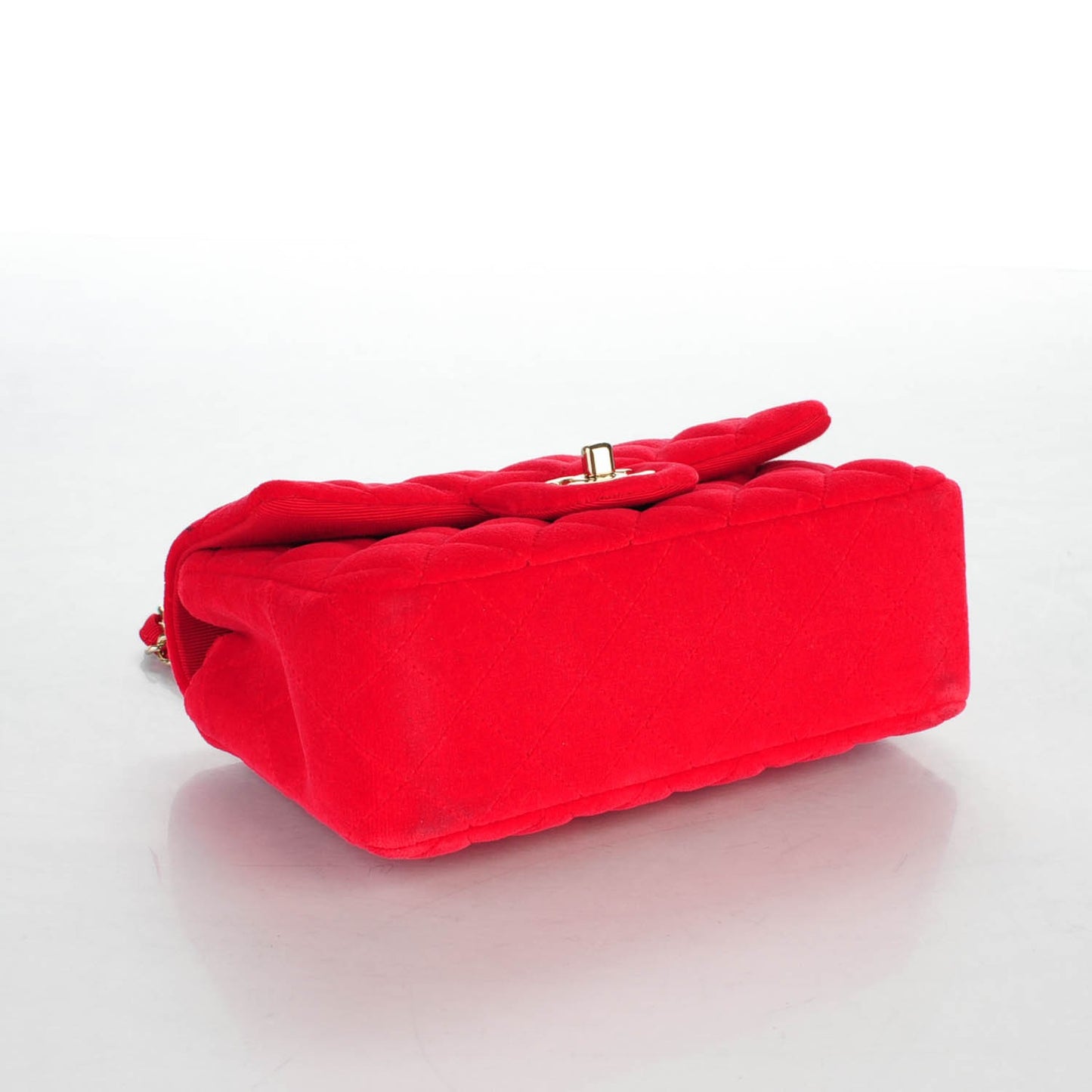 Velvet Quilted Mini Rectangular Flap Red