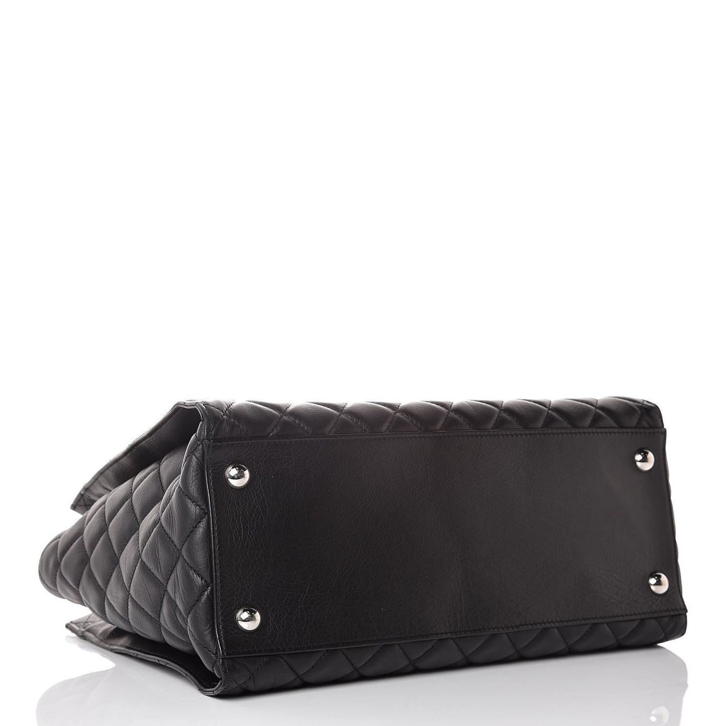 Calfskin Quilted Large Chic and Soft Shopping Tote Black