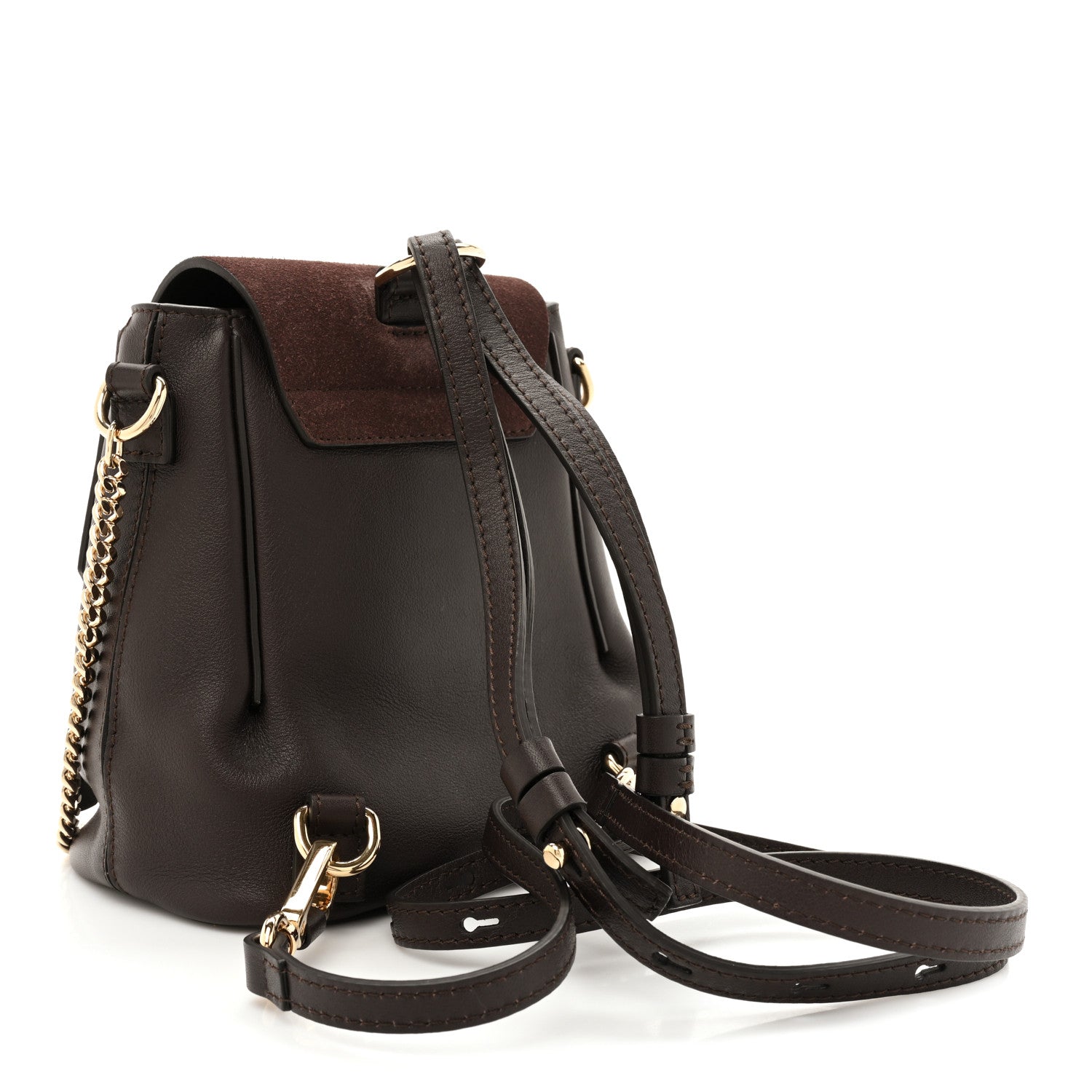 Chloe Suede Calfskin Mini Faye Backpack Carbon Brown 3 of 9