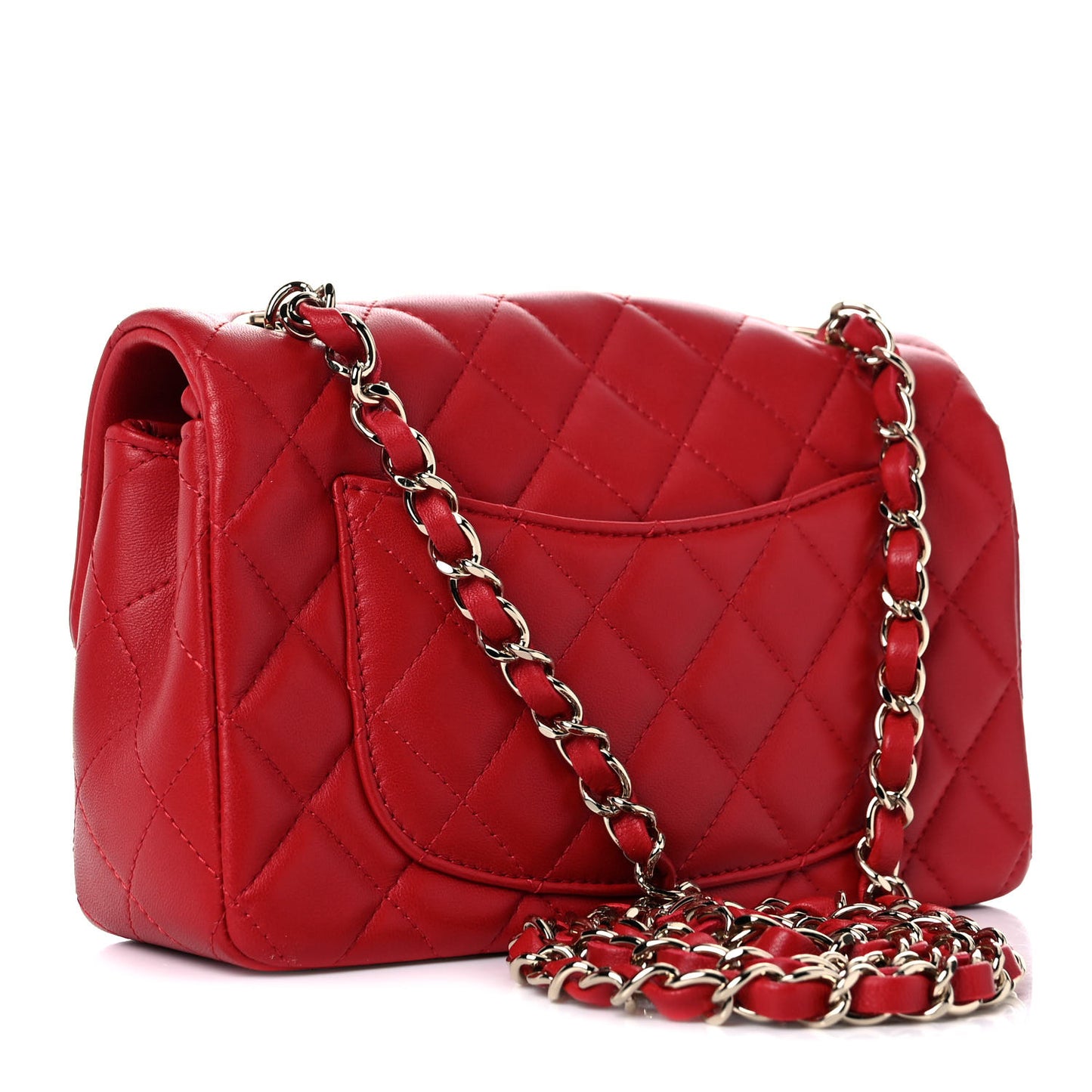 Lambskin Quilted Mini Rectangular Flap Red