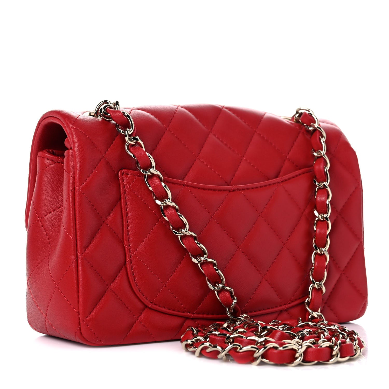 Chanel Lambskin Quilted Mini Rectangular Flap Red 3 of 12