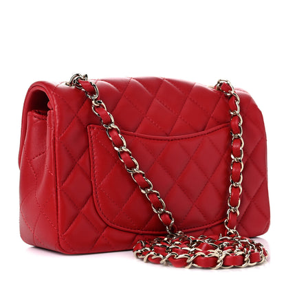 Chanel Lambskin Quilted Mini Rectangular Flap Red 3 of 12