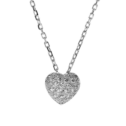 Cartier 18K White Gold Diamond Medium Heart Paved Pendant Necklace 4 of 7
