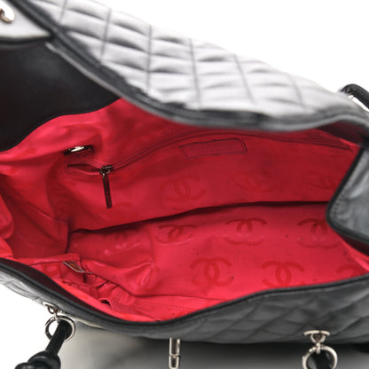 Chanel Calfskin Quilted Large Cambon Flap Black White 5 of 11