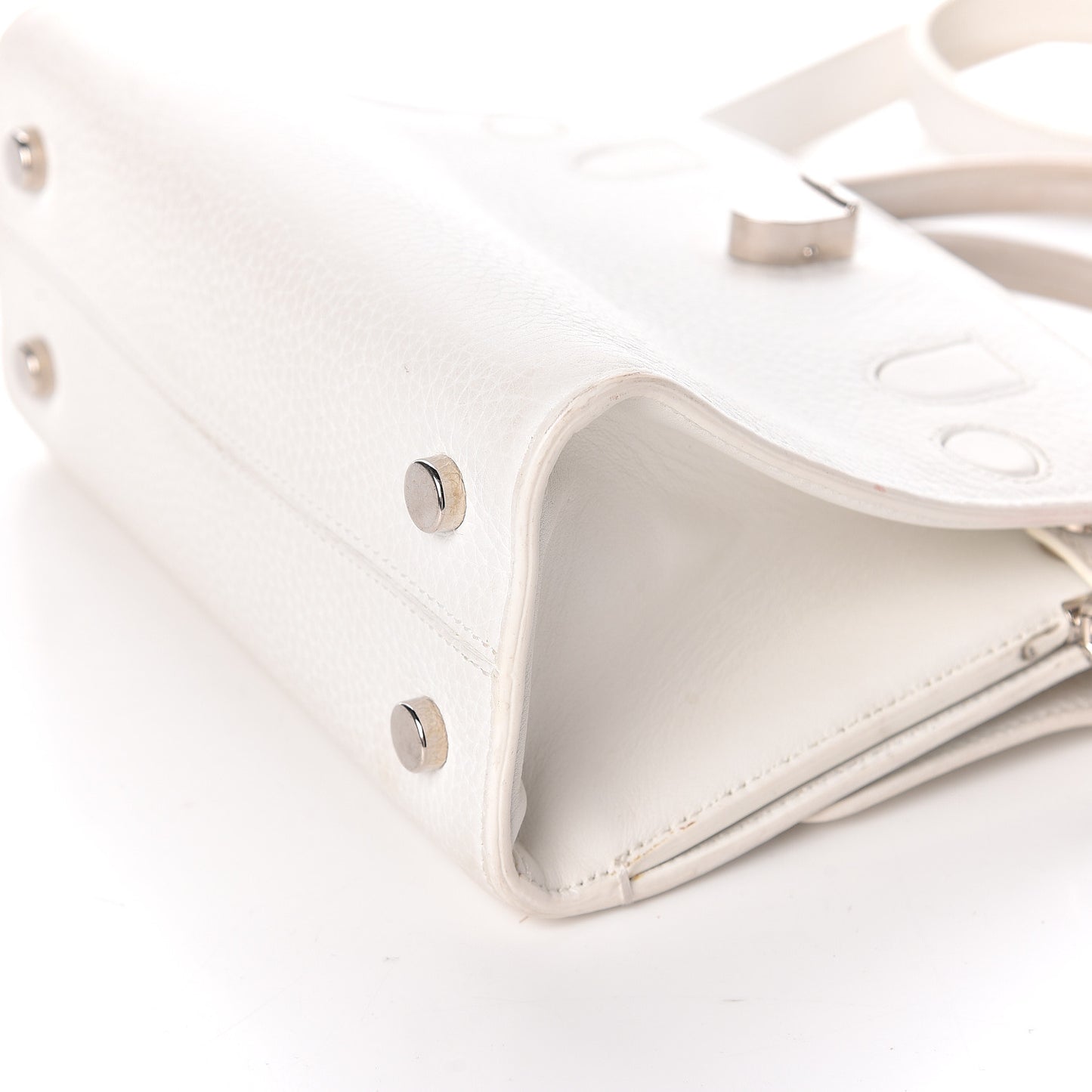 Grained Calfskin Mini Diorever Flap White