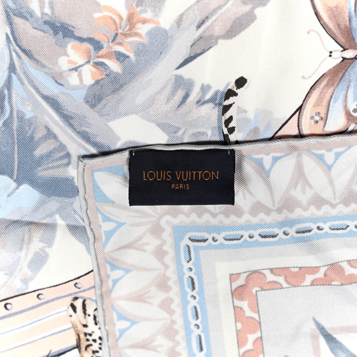 Louis Vuitton Silk Voyage Extraordinaire Square Scarf Blue Grey 2 of 3