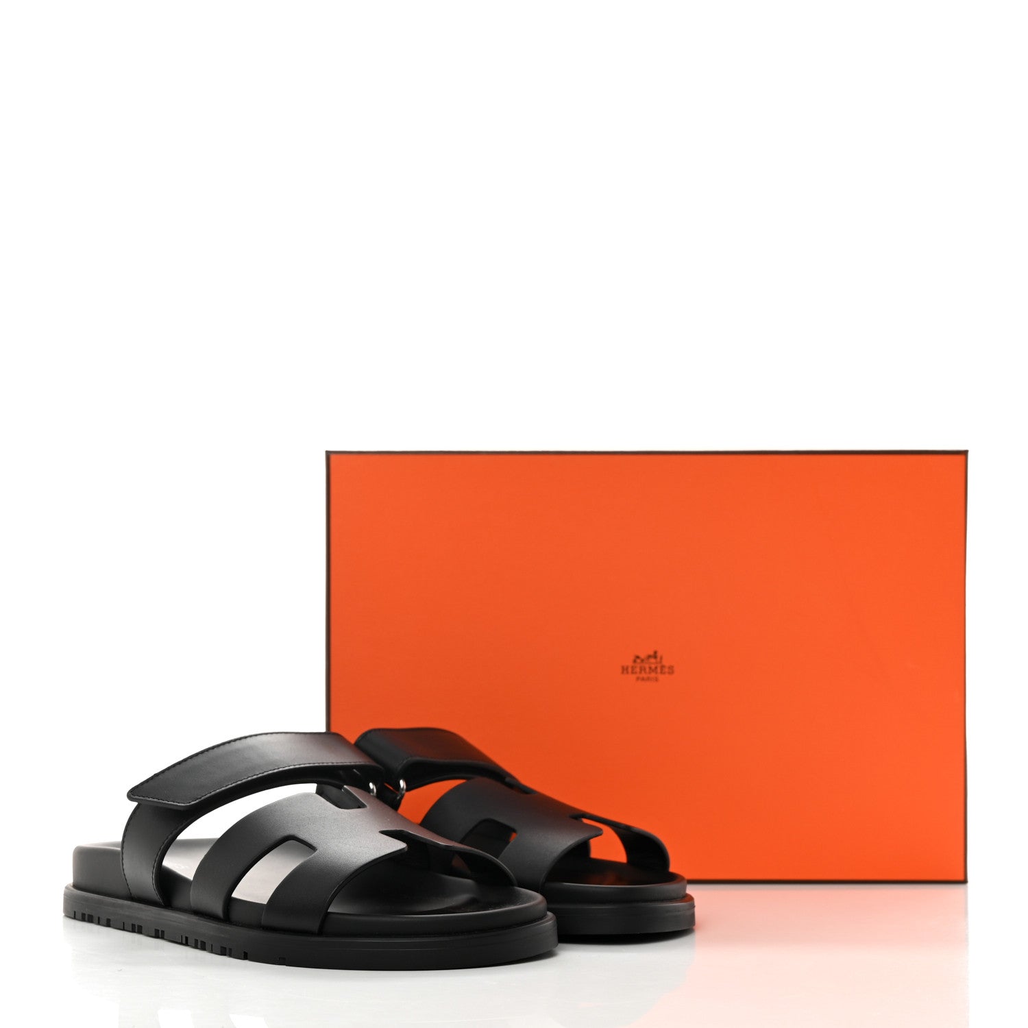 Hermes Calfskin Womens Chypre Sandals 36.5 Black 9 of 9