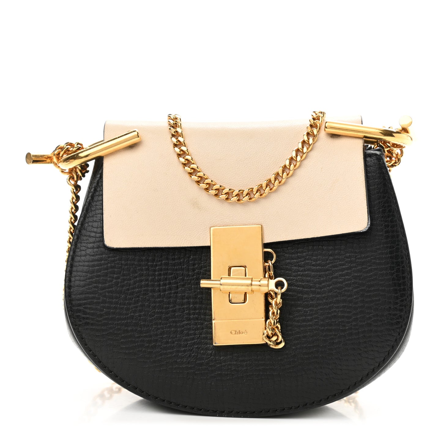 Textured Calfskin Lambskin Nano Drew Shoulder Bag Black