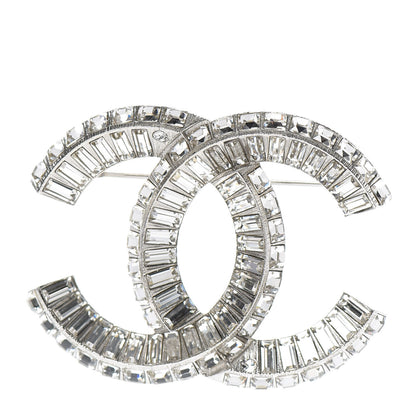 Chanel Baguette Crystal CC Brooch Silver 1 of 5