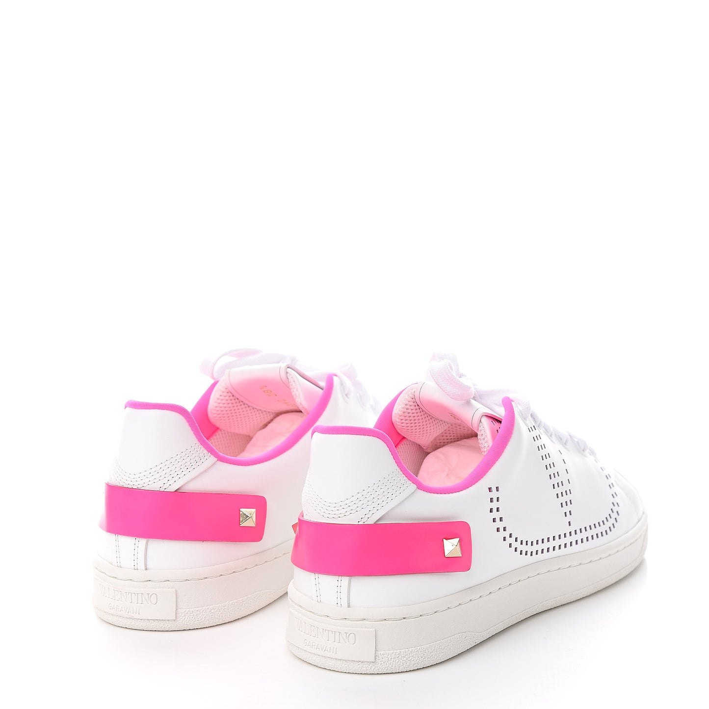 Calfskin Womens Backnet Sneakers 38.5 White Fuchsia