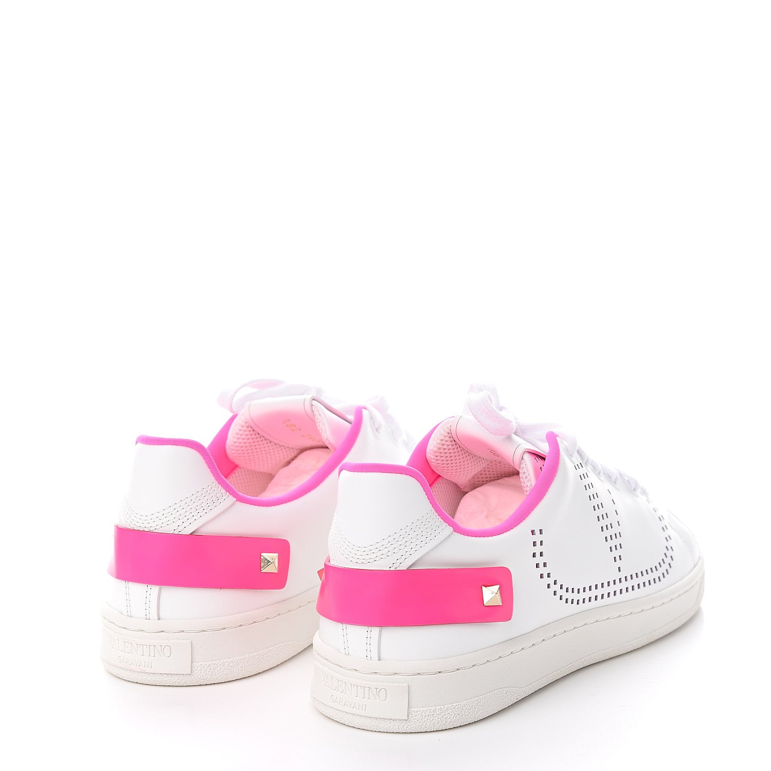 Valentino Garavani Calfskin Womens Backnet Sneakers 38.5 White Fuchsia 4 of 10
