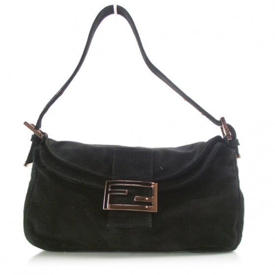 Fendi Suede Shoulder Bag Black 1 of 12