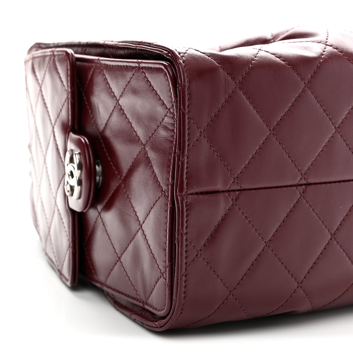 Shiny Calfskin Quilted Small Chanel 25 Handbag Burgundy