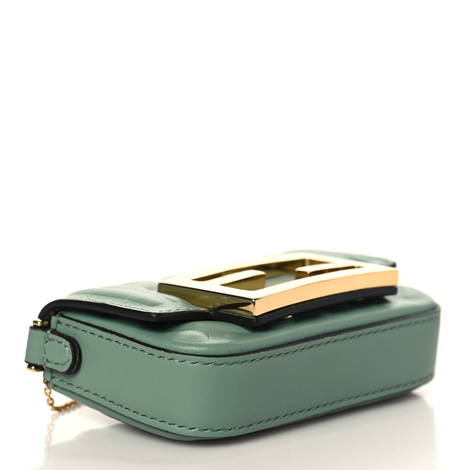 Fendi Nappa Matisse FF Embossed Nano Maxi Buckle Baguette Charm Menta 3 of 7