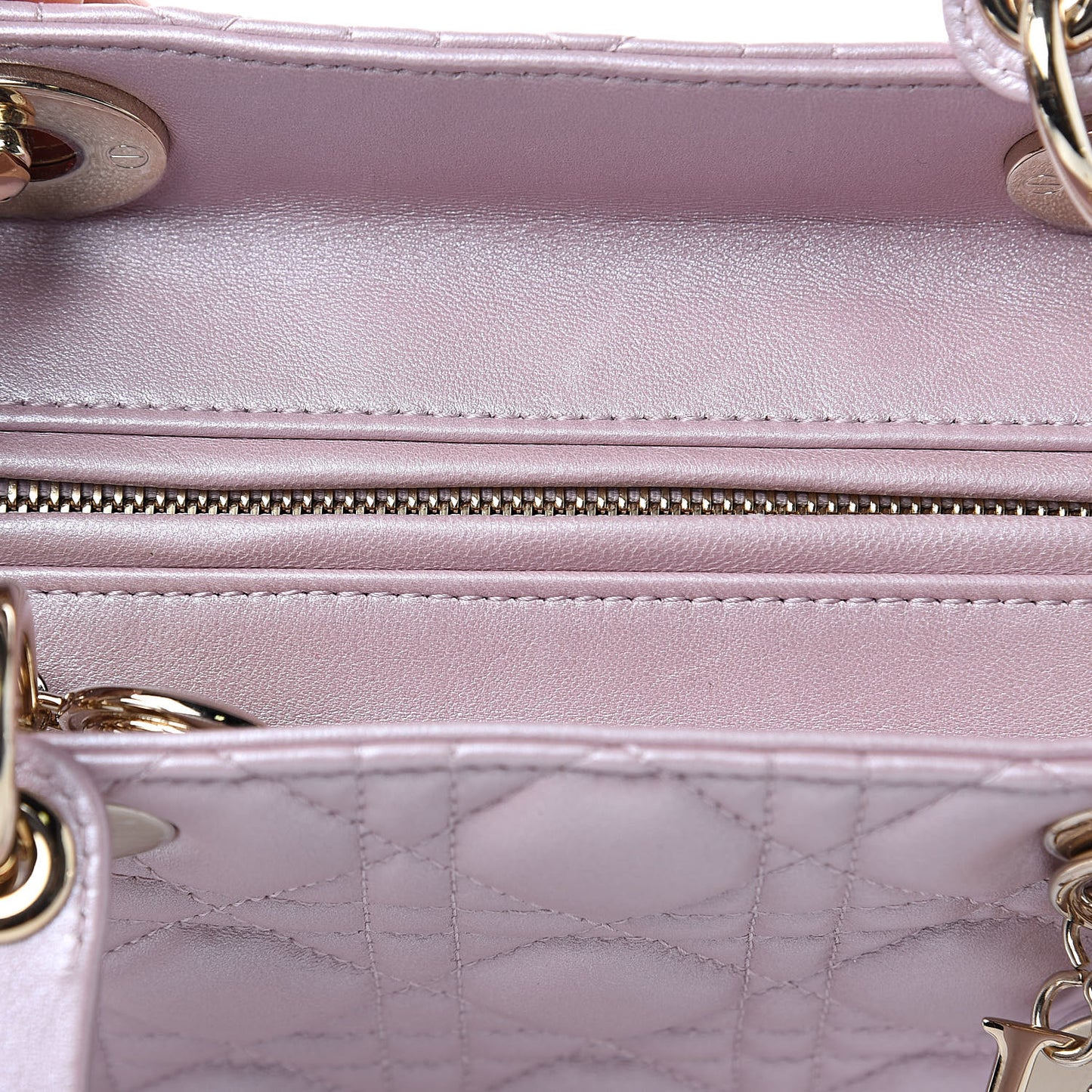 Pearly Lambskin Cannage Medium Lady Dior Lotus