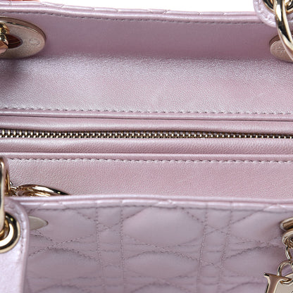Christian Dior Pearly Lambskin Cannage Medium Lady Dior Lotus 14 of 14