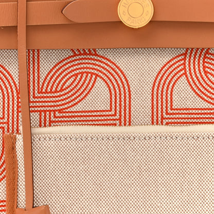 Hermes H Plume Canvas Vache Hunter Circuit 24 Herbag Zip Retourne 31 Orange Mecano Ecru Beige Naturel 9 of 13