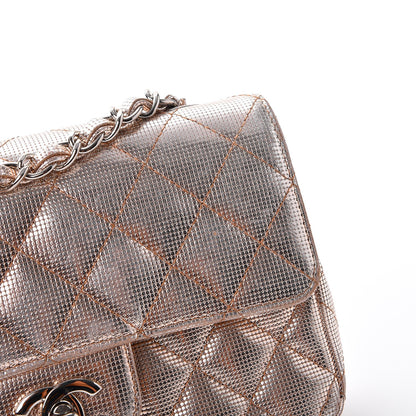 Chanel Metallic Calfskin Quilted Pixel Effect Mini Rectangular Flap Pink Gold 11 of 15