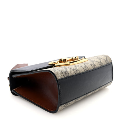 Gucci GG Supreme Monogram Calfskin Small Padlock Shoulder Bag Beige Black Cuir 3 of 10