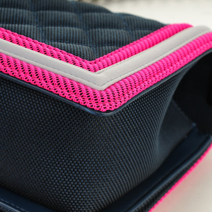 Chanel Canvas Quilted Medium Fluo Boy Flap Dark Navy Fuchsia Grey 11 of 13