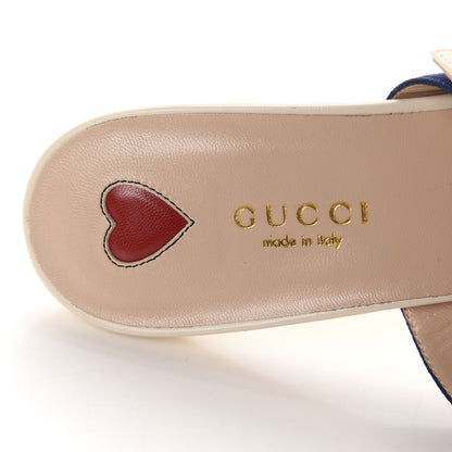 Gucci Malaga Kid Sylvie Web Bamboo Low Heel Mules 39 White 7 of 10