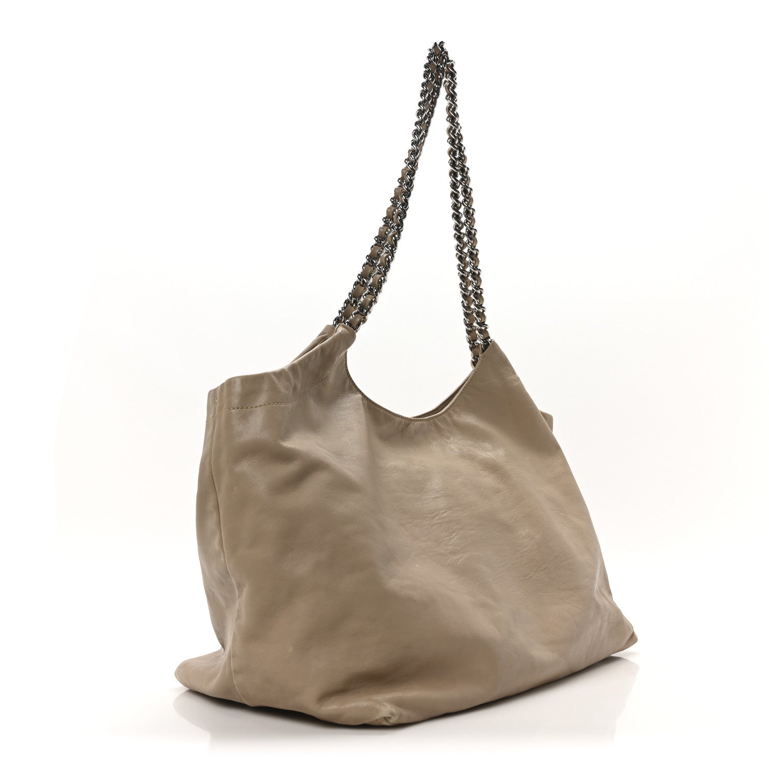 Prada Soft Calf Chain Tote Beige 3 of 10