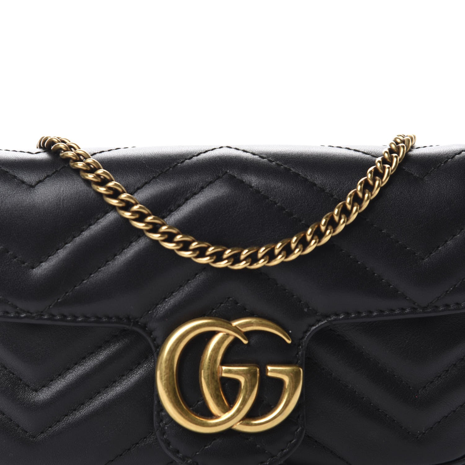 Gucci Calfskin Matelasse Super Mini GG Marmont Shoulder Bag Black 13 of 13